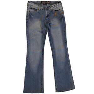 Rich Cow Women’s Embroidered Medium Wash Low Rise Bootcut Jeans Size 3 EUC